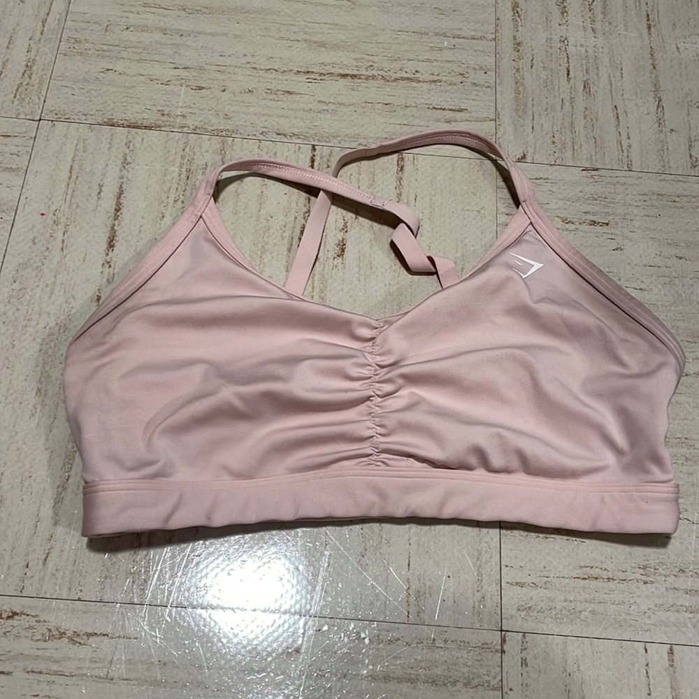 GYMSHARK light pink sports bra, size M